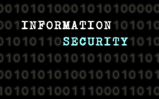 an infographic displaying information security on a black background