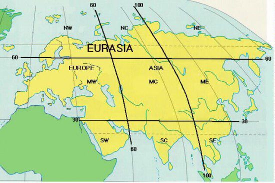 a map highlighting the eurasian scale.