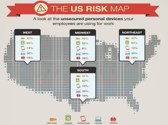 the "us risk map" infographic highlights the potential vulnerabilities and threats posed to consumer cloud services. through visual representations, this infographic aims to outline the security time-bomb associated with relying on these